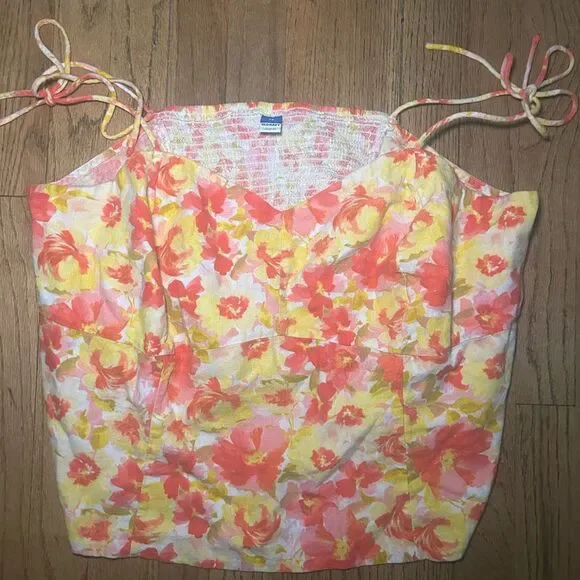 GREAT CONDITION Old Navy Fitted Linen-Blend Tie-Shoulder Cropped Cami Top 2X - Picture 3 of 5